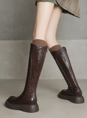 ladyblack厚底松糕高跟瘦瘦高筒长靴女秋冬大小码3240骑士靴41-43