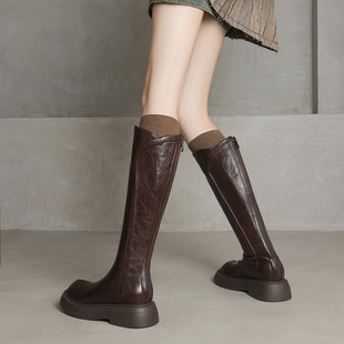 ladyblack厚底松糕高跟瘦瘦高筒长靴女秋冬大小码 3240骑士靴41