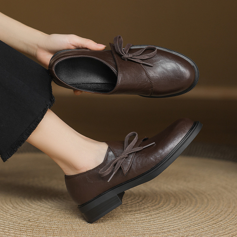 女深口粗中跟春秋圆头单鞋41-43