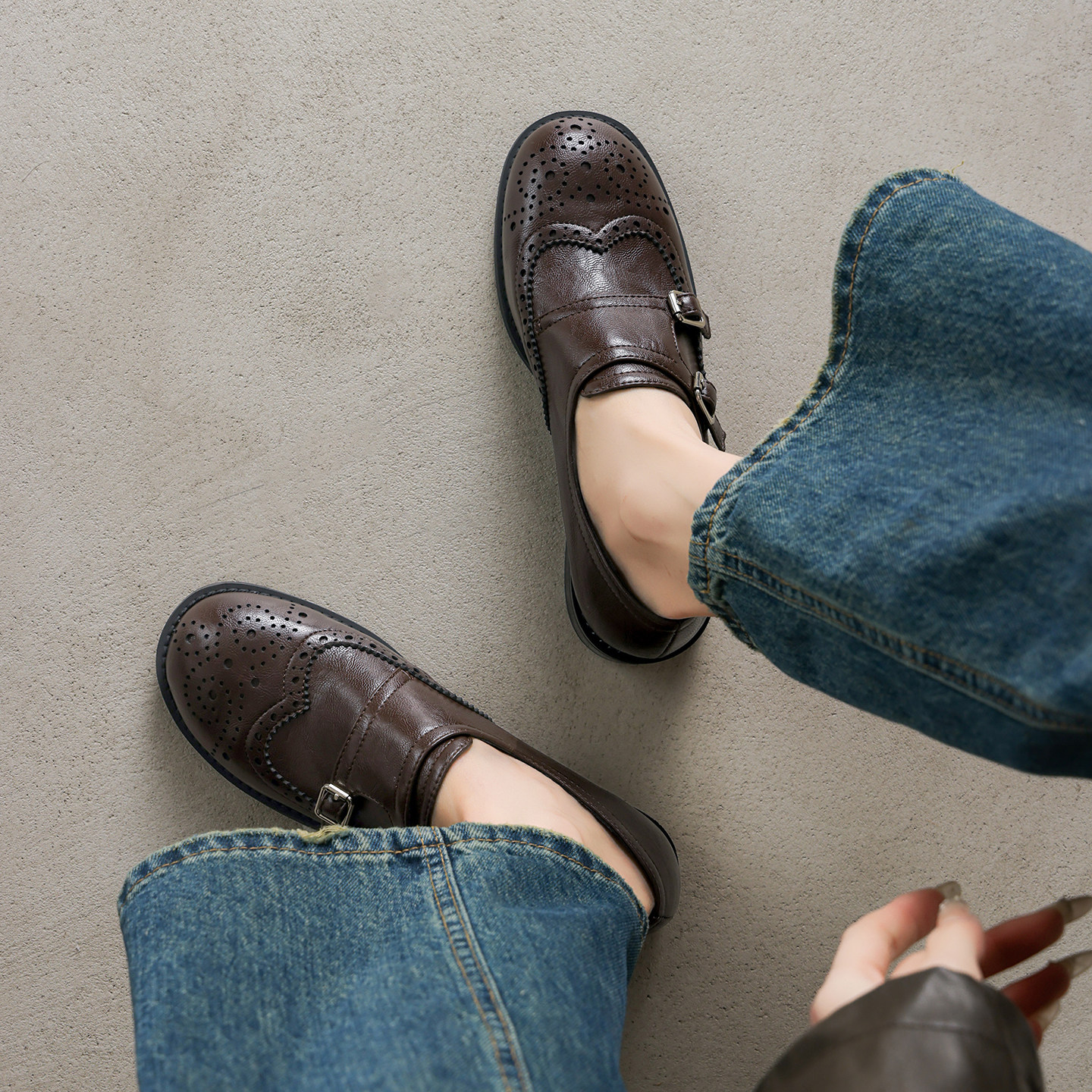 ladyblack雕花布洛克乐福鞋女一脚蹬小皮鞋粗低跟大码单鞋41-43春,女鞋,乐福鞋（豆豆鞋）,淘宝优惠券,粉丝福利购,淘宝优惠卷