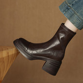 40单靴子41 ladyblack高粗跟厚底防水台瘦瘦弹力短靴女冬季 大码