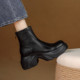 ladyblack厚底松糕底超轻后拉链弹力增高显瘦短靴女32大小码