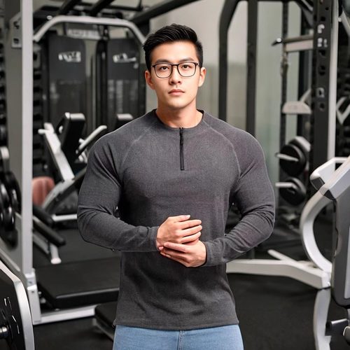 长袖保暖男修身德绒健身衣