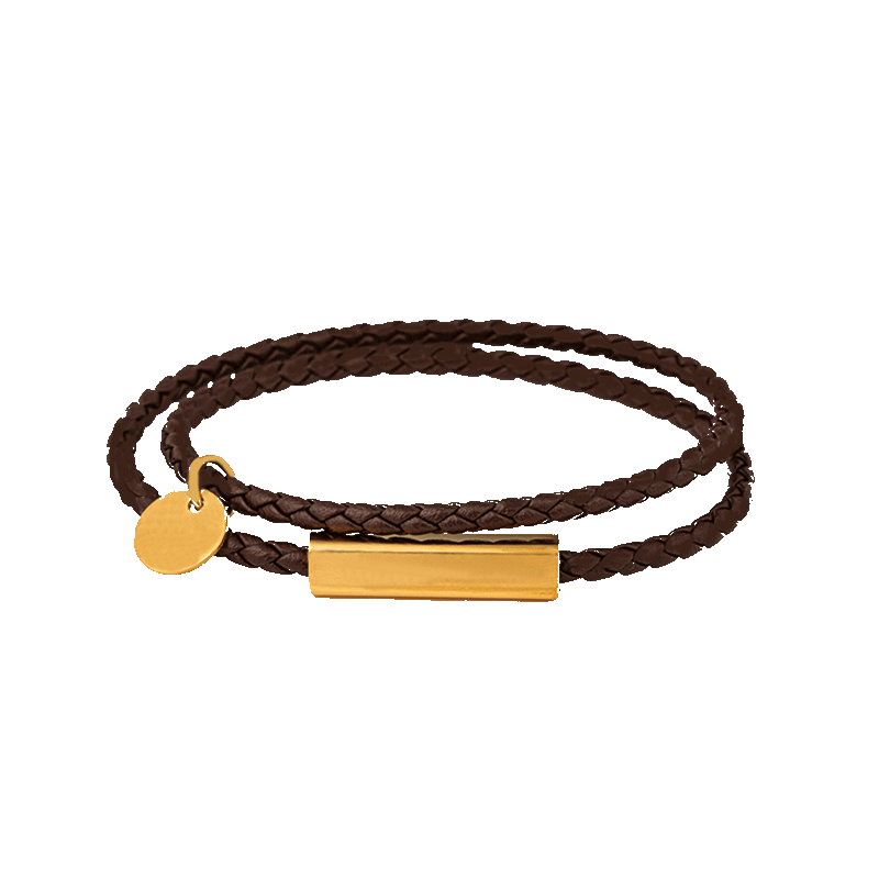 情侣真皮双层手链小众双圈气质编织手环男女生刻字个性礼物潮百搭