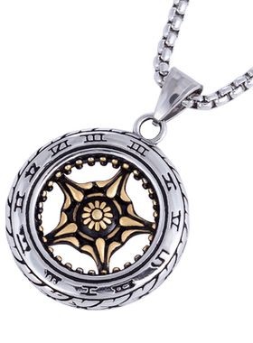 质感车轮项链男生潮人钛钢个性