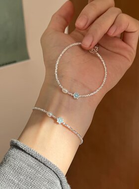 纯银多巴胺花朵碎银珍珠