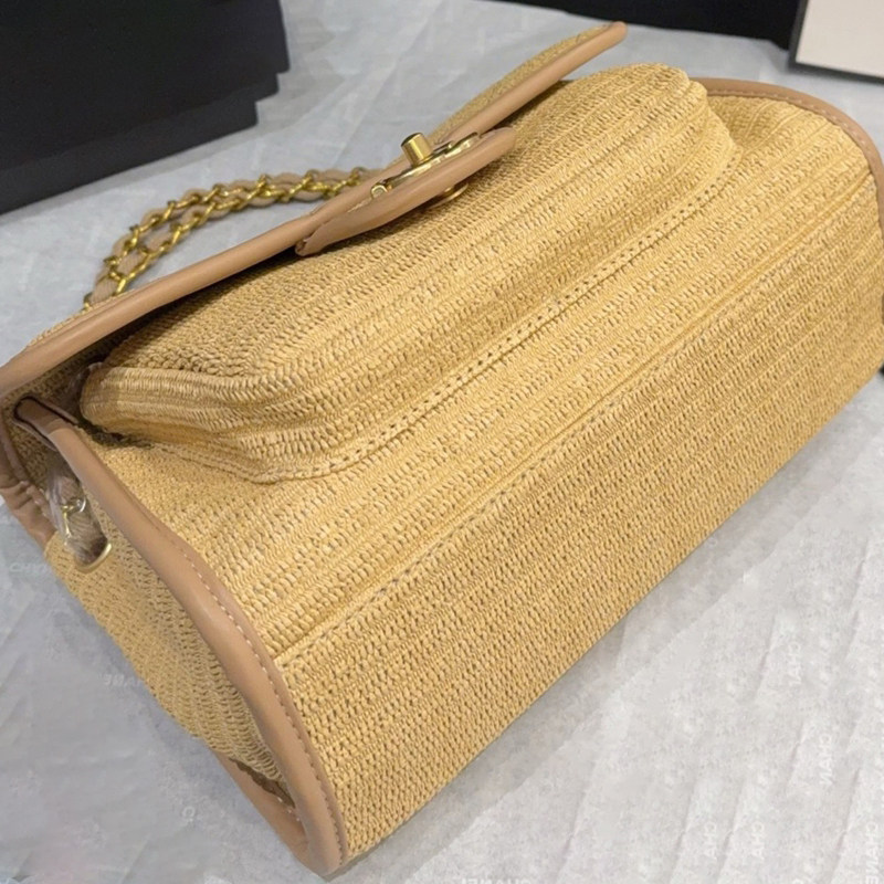 夏季新款女包百搭多隔层链条肩带编织草编腋下包邮差包斜挎包女