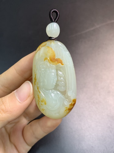 和田玉籽料佛魔一念挂件