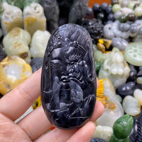 和田青花墨玉佛魔一念间