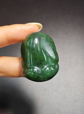 和田玉碧玉金蟾挂件