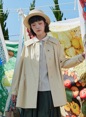 秋季简约时尚通勤百搭长袖宽松大翻领中款外套女14111B026