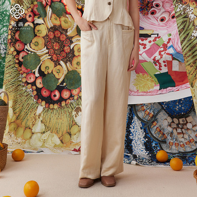 秋季简约百搭宽松腿部设计时尚设计感长裤女裤子14152A212