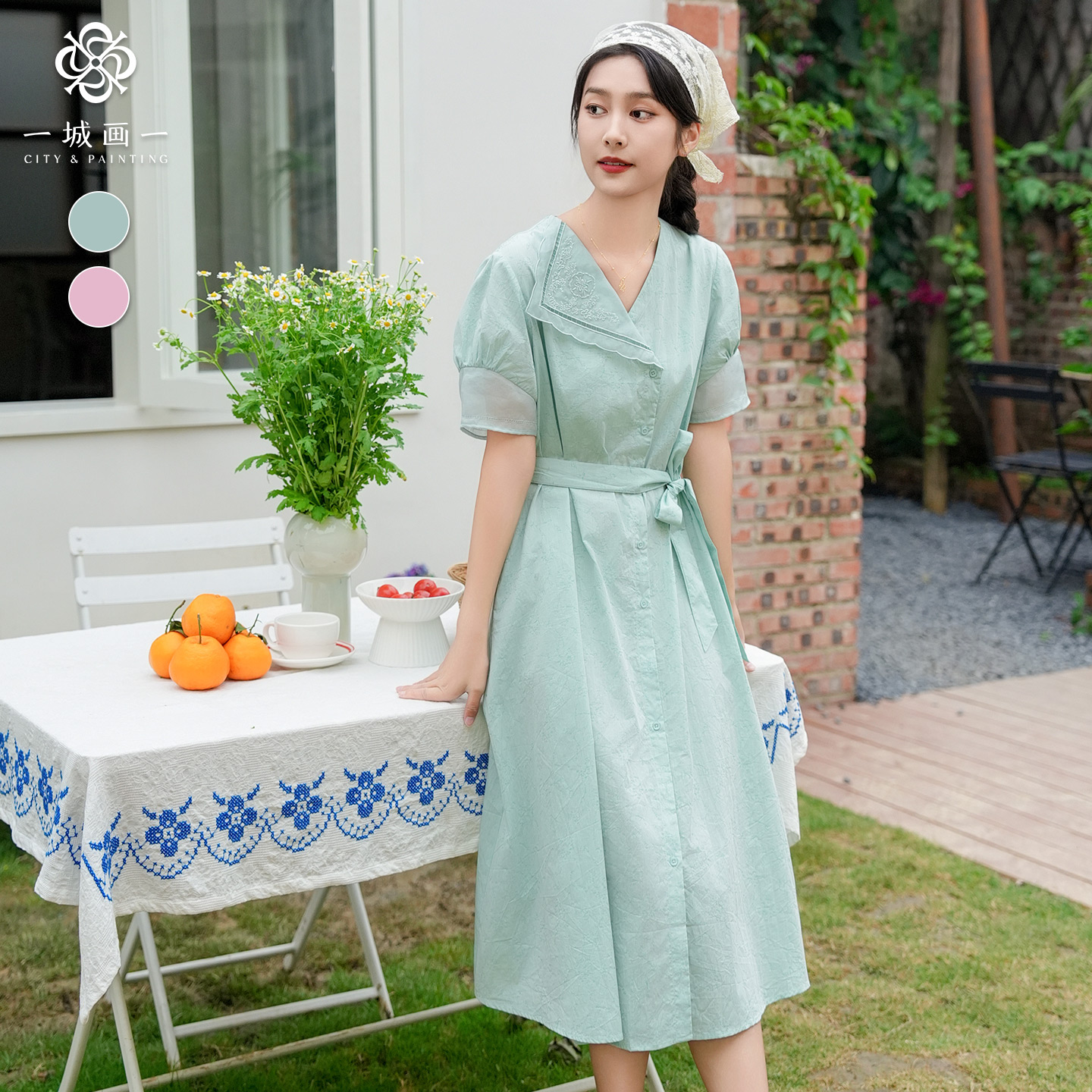 撞色镂空袖子薄纱对丝工艺