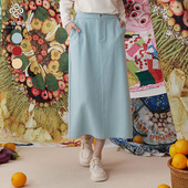 文艺简约通勤H型百搭高腰中款 一城画一秋季 时尚 半裙14112G039