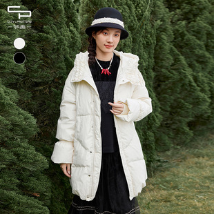 一城画一冬季新款时尚提花面料设计通勤保暖显瘦短款羽绒服女