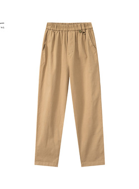 一城画一秋季气质休闲宽松时尚百搭纯色浅卡其长裤女14122A118