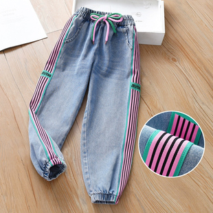 子宽松牛仔裤 子宝宝长裤 春秋款 中大儿童休闲运动裤 2026新款 女童裤