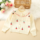 春秋甜美可爱娃娃领儿童衣服针织学生开衫 女童开衫 毛衣2026年新款