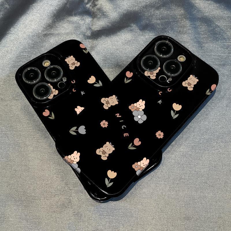 字母小熊小兔适用iPhone16pro苹果17promax菲林手机壳16/15/14plus小清新13pro华为P70vivo小米15oppo女款套