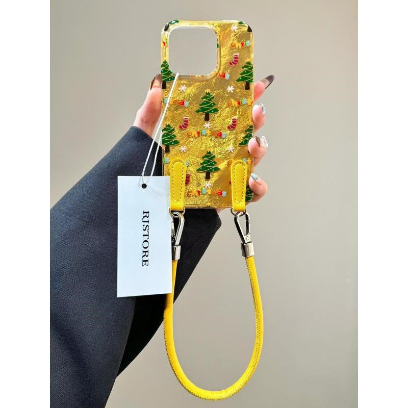 圣诞树袜子短绳适用苹果17promax冰川手机壳iPhone16/15/14/13pro小众创意11AIR华为P70vivo小米17oppo女款套