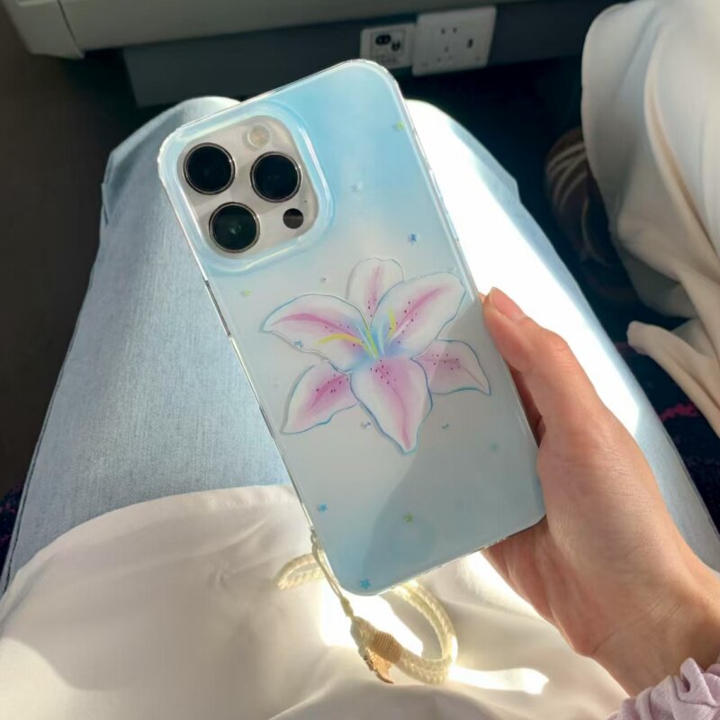 香水百合适用iPhone16/15promax白色IMD手机壳16/15/14pro苹果13/12/11新款vivo华为P70oppo小米15防摔保护套