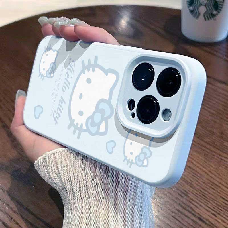 浅蓝kt猫适用苹果17/16promax精孔手机壳iPhone16pro新款15/14plus防摔13pro全包12pro防摔AIR硅胶软壳11女款