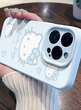 浅蓝kt猫适用苹果17/16promax精孔手机壳iPhone16pro新款15/14plus防摔13pro全包12pro防摔AIR硅胶软壳11女款