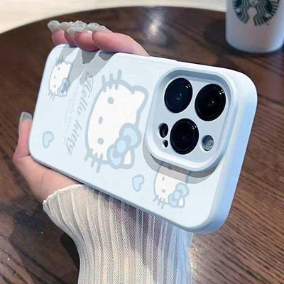 浅蓝kt猫适用苹果17/16promax精孔手机壳iPhone16pro新款15/14plus防摔13pro全包12pro防摔AIR硅胶软壳11女款