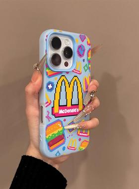 像素M记汉堡果冻二合一适用苹果17promax手机壳16plus磨砂肤感iPhone17pro全包防摔16/15/14/13/12/11保护套