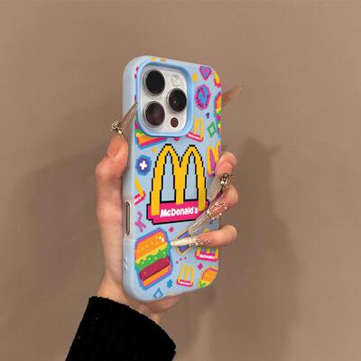 像素M记汉堡果冻二合一适用苹果17promax手机壳16plus磨砂肤感iPhone17pro全包防摔16/15/14/13/12/11保护套