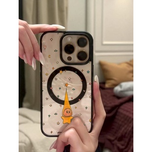 满天星星人适用苹果17promax磁吸手机壳iPhone16新款透明壳15/14/13/12/11亚克力16/15/14plus全包防摔保护套