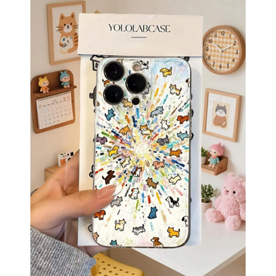 满屏爆炸猫狗适用苹果17promax太空手机壳iPhone16/15/14/13/12全包透明AIR华为P70vivo小米15oppo防摔软壳潮