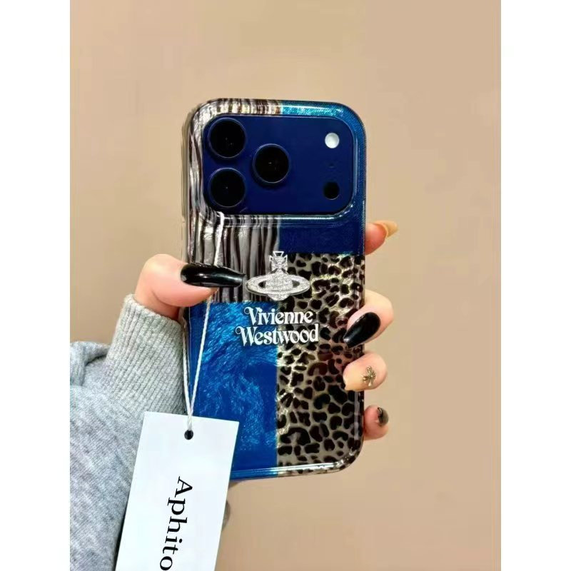 拼接豹纹闪钻星球贴件适用苹果17promax冰川手机壳iPhone16/15/14/13pro高级AIR华为P70vivo小米15oppo女款套
