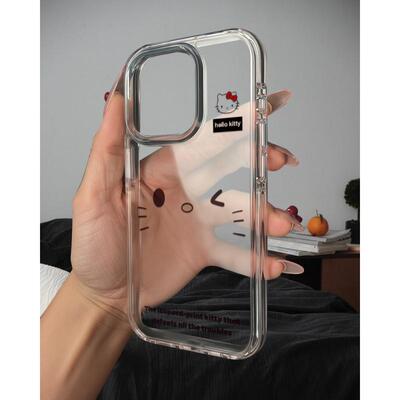 简约kitty猫表情适用苹果17/16promax高透透明手机壳iPhone15/14/13pro全包防摔max华为P70vivo小米17oppo套