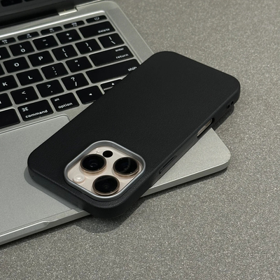 黑色耐脏荔枝纹适用苹果17promax金属框手机壳iPhone16/15/14/13pro全包软套12/11vivo华为P70小米17oppo新款