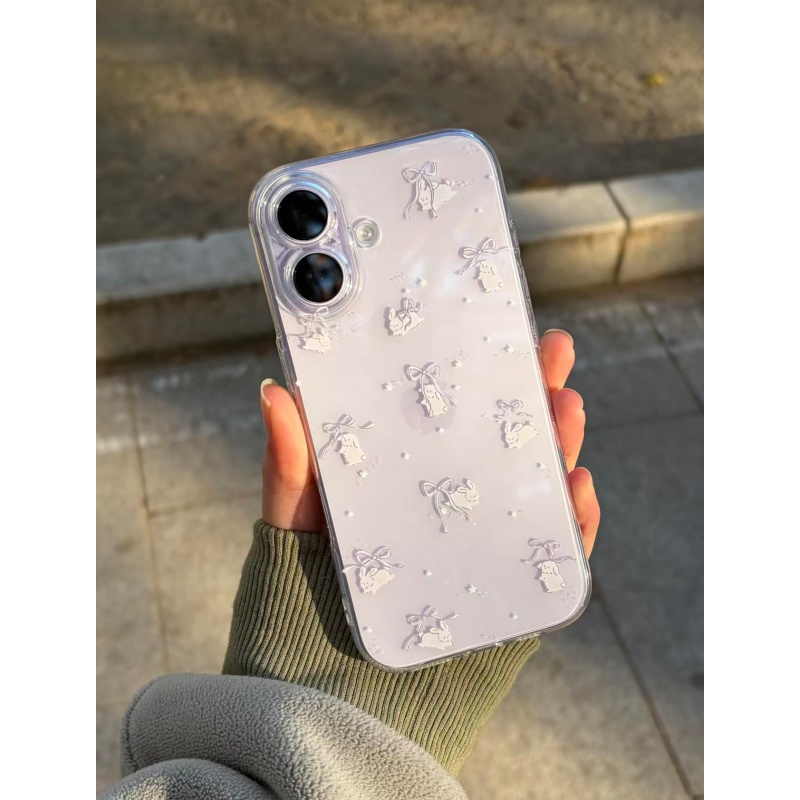 流星小兔紫适用苹果17/16promax太空手机壳iPhone16/15/14/13pro全包透明vivo华为P70小米17男女oppo秋冬新款