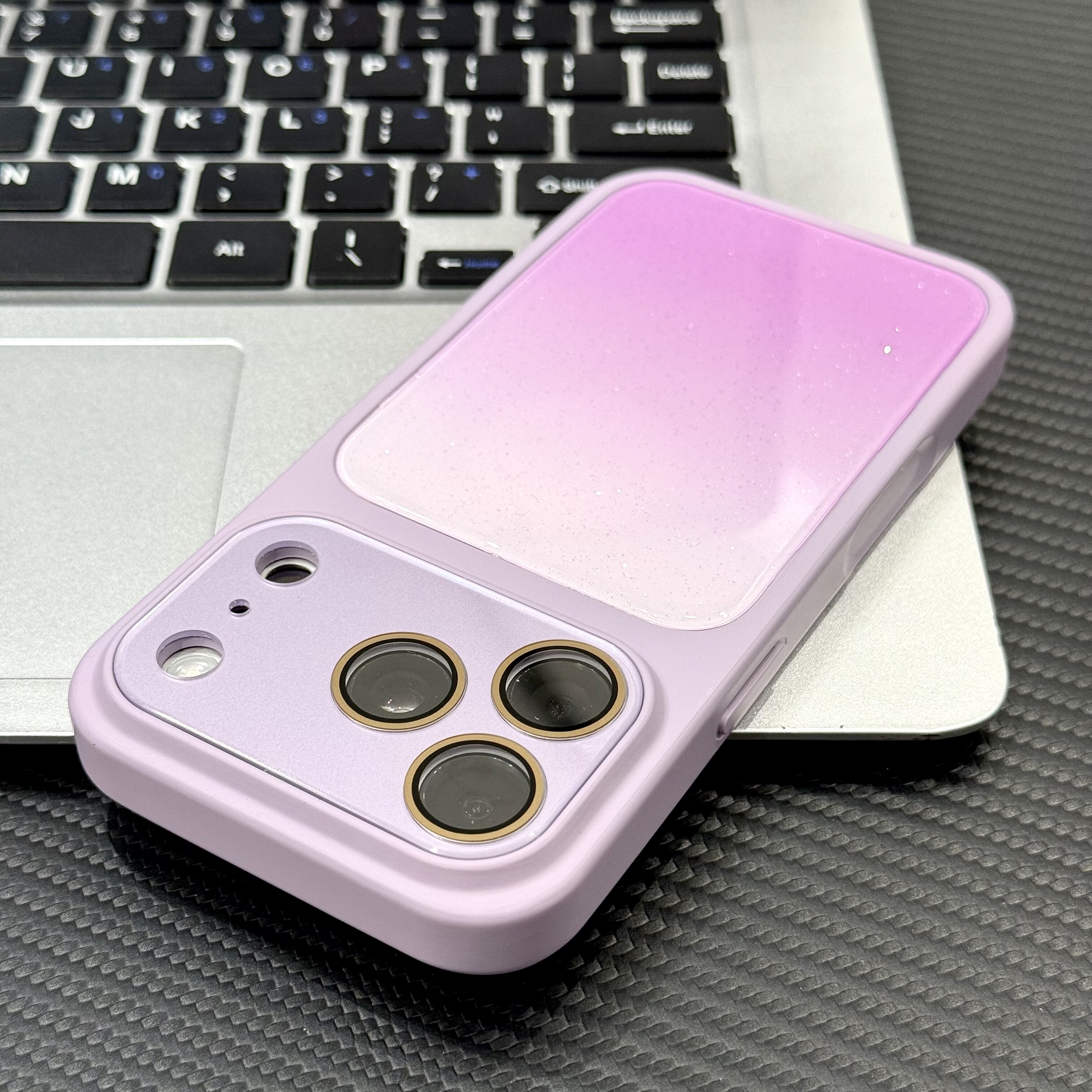 轻奢紫柔彩水晶闪粉秒变18适用苹果17/16promax手机壳iPhone15自带镜头膜14/13pro简约个性12pro男女11保护套