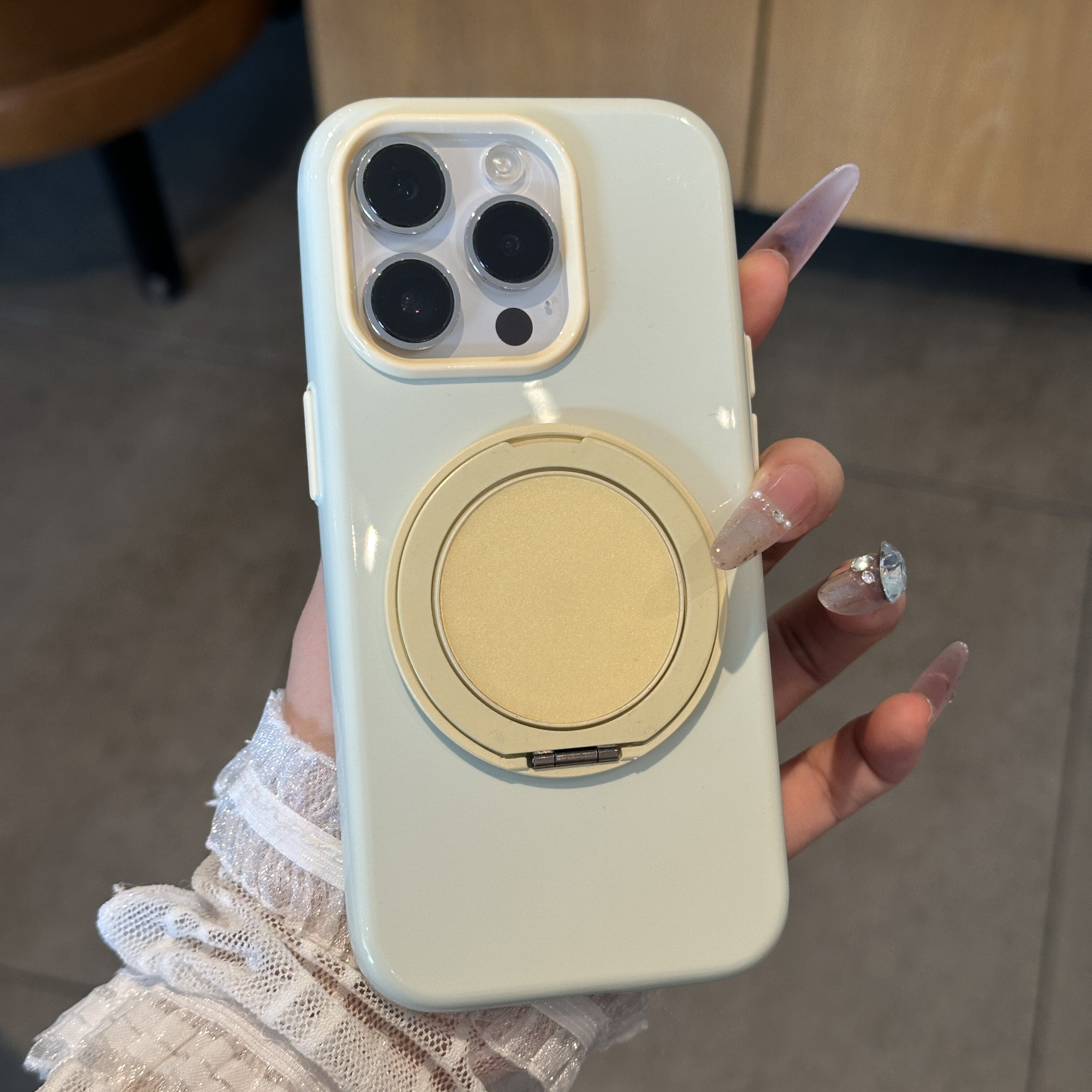 黄圆盘旋转支架马卡龙果冻壳适用苹果17/16promax肤感磨砂手机壳iPhone15plus简约14/13pro全包防摔12保护套