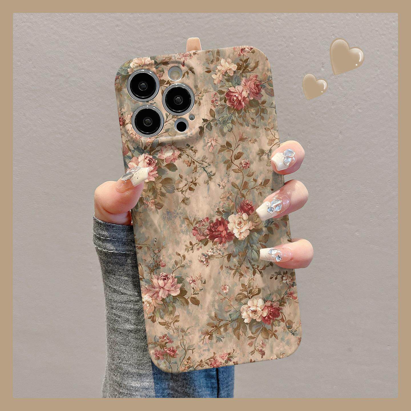 油画绿叶花朵适用iPhone16pro苹果17promax菲林手机壳16/15/14plus个性创意13pro华为P70vivo小米15oppo新款