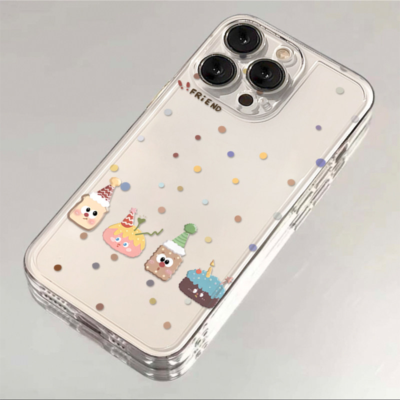 波点小饼干适用苹果17/16promax太空手机壳透明iPhone15/14/13pro小众创意vivo华为P70小米17男女oppo保护套