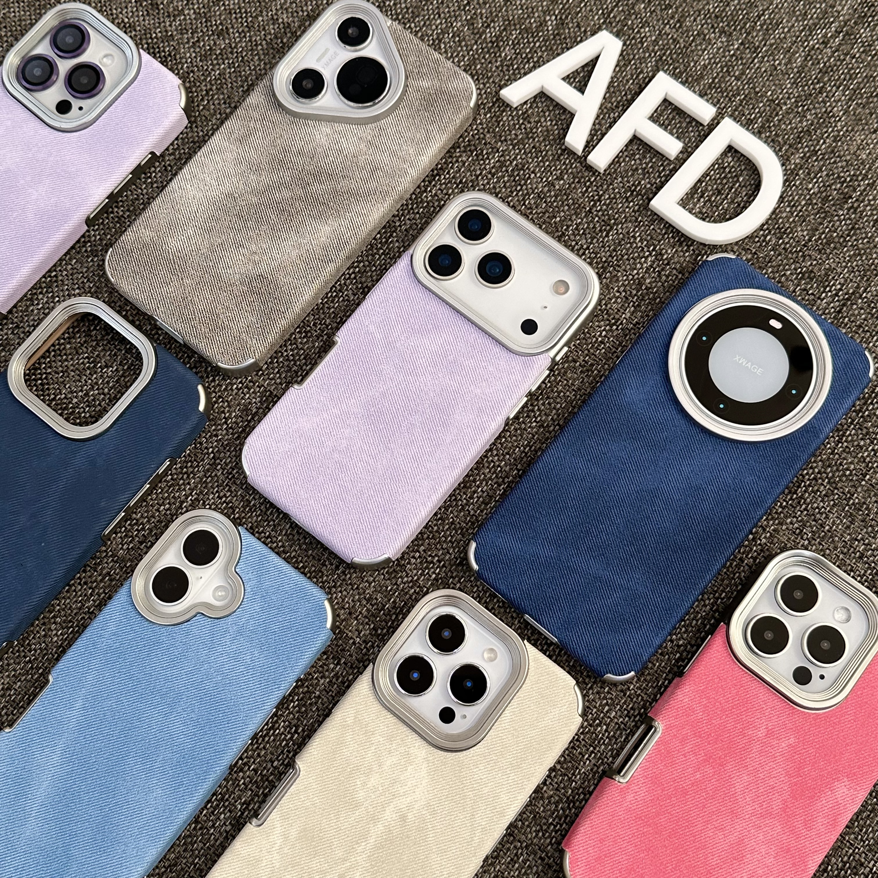 高级肤感磨砂牛仔纹适用苹果17promax电镀手机壳iPhoneAIR新款16/15/14/13pro简约纯色vivo华为P70小米15oppo