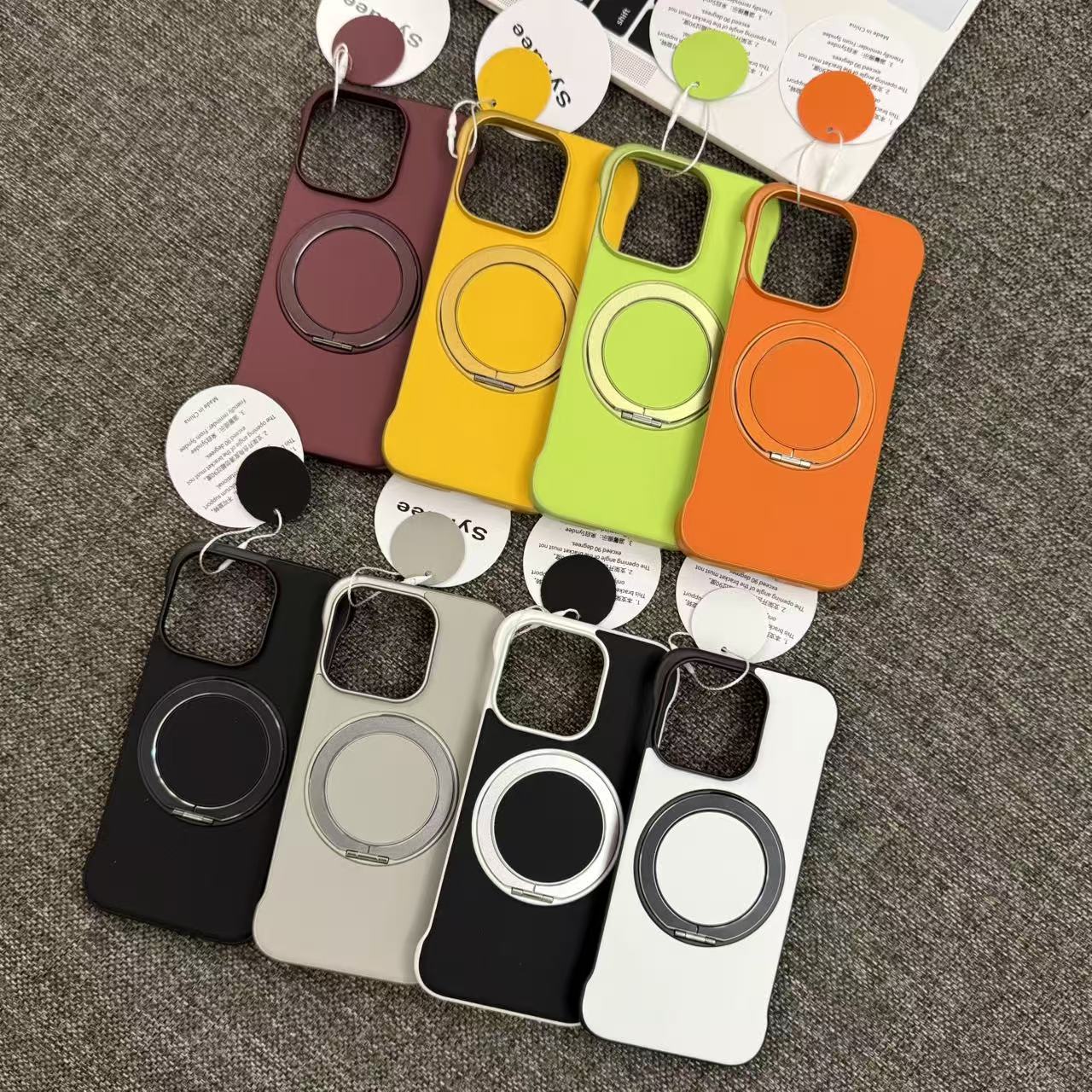 纯色皮纹无边框磁吸支架适用苹果13/14/15/16/17promax手机壳华为p80pro肤感磨砂小米17promax全包防摔保护套