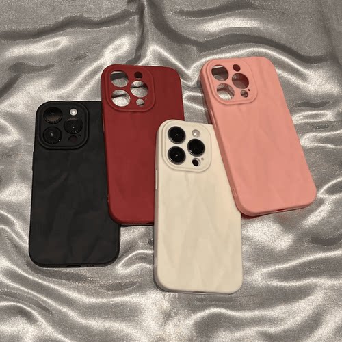 高级肤感褶皱纹适用苹果17promax手机壳iPhone16pro简约纯色15/14plu全包防摔13pro磨砂12pro男女11软套xs/xr