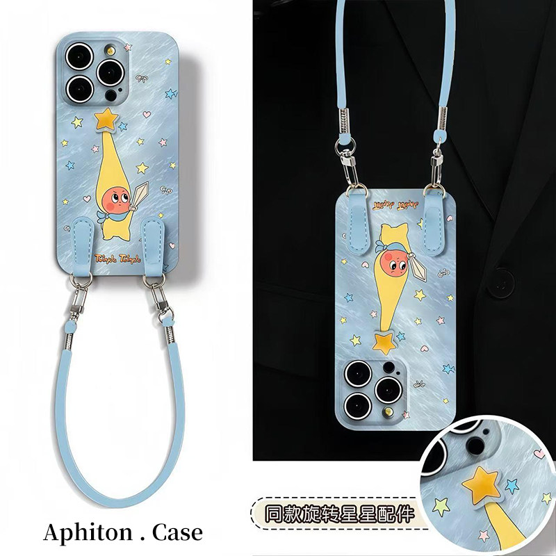 旋转持剑星星人挂绳适用iPhone16pro苹果17promax菲林手机壳16/15/14全包防摔13pro华为P70vivo小米15oppo女