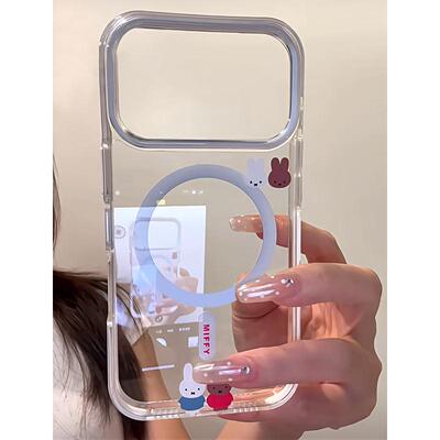 米菲兔适用苹果17promax透明磁吸手机壳iPhoneAIR亚克力16/15/14/13/12/11简约ins风16/15plus全包防摔保护套