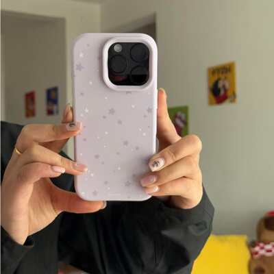 韩风星星适用苹果17promax大孔手机壳iPhone17/16/15/14/13/12/11磨砂肤感vivo华为P70小米17oppo女款保护套