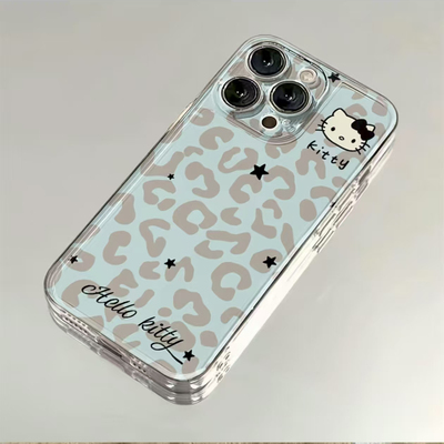 雾霾蓝豹纹KT适用苹果17promax太空手机壳透明iPhone16/15/14/13/12/11可爱卡通xr华为P70vivo小米15oppo新款