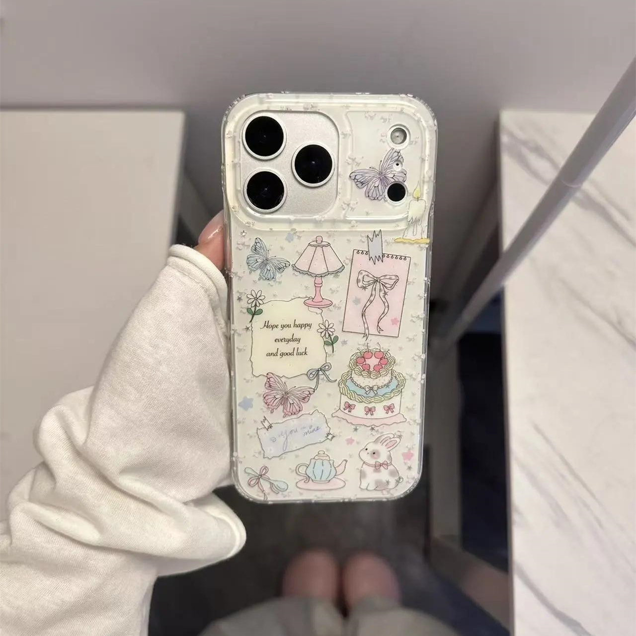 草莓蛋糕蝴蝶适用苹果17promax大孔手机壳iPhone17pro双层16/15/14/13pro秋冬新款vivo华为P70小米17oppo女款