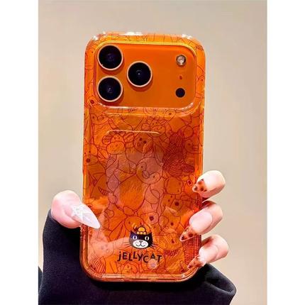 棕底吉利猫适用苹果17promax冰川手机壳iPhone16/15/14/13pro小众创意AIR华为P70vivo小米15oppo11/12女款套