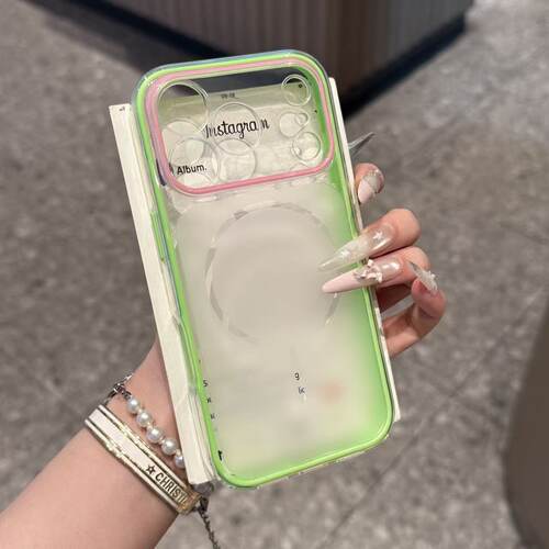 绿色秒变17透明壳适用苹果17/16promax撞色二合一TPU手机壳iPhone15pro简约高级感14/13pro全包防摔12男女11